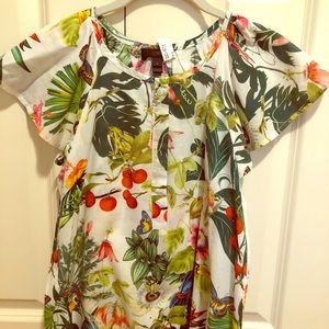 Jcrew jungle print flutter sleeve blouse